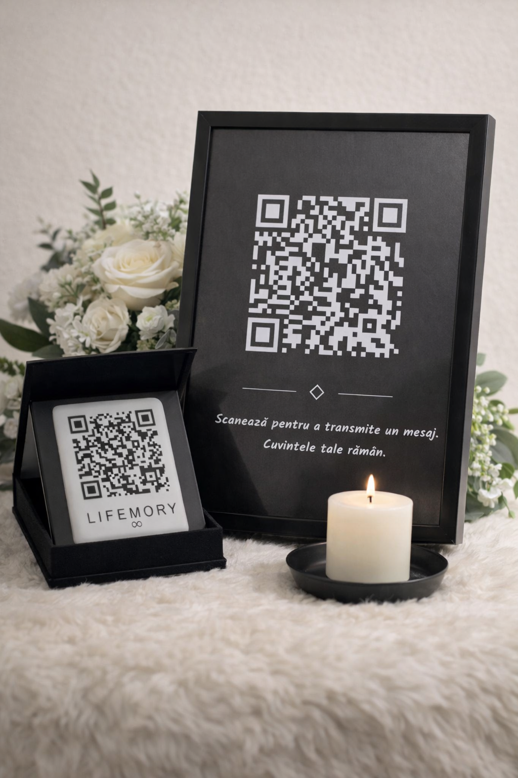 Plăcuță memorială ceramică cu cod QR — Darisky Marm